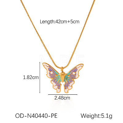304 Stainless Steel Enamel Pendant Necklaces FS-WG8DC4E-01-1