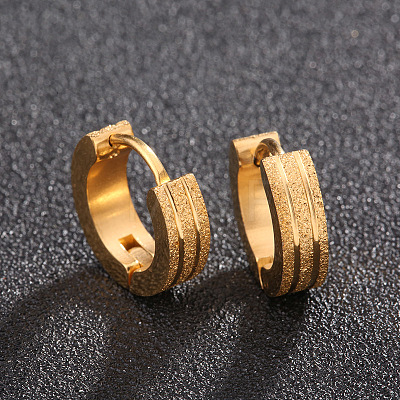 Round Ring 201 Stainless Steel Hoop Earrings FS-WGC3D9D-03-1