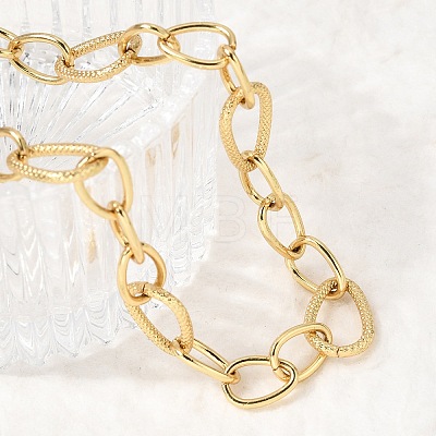 Brass Teardrop Link Chain Necklaces NJEW-L013-14G-1