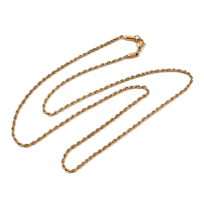 2MM Unisex 304 Stainless Steel Rope Chain Necklaces NJEW-P395-16G-1