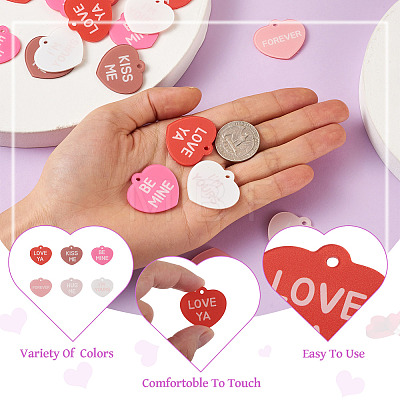 Beadthoven 30Pcs 6 Colors Valentine's Day Opaque Acrylic Pendants SACR-BT0001-03-1