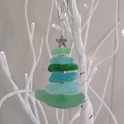Christmas Tree Shape Glass Hanging Decortions PW-WG52513-06-1