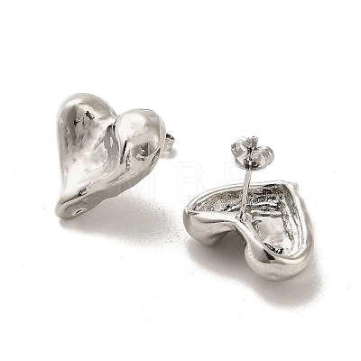 Heart Rack Plating Brass Stud Earrings EJEW-M240-05P-1