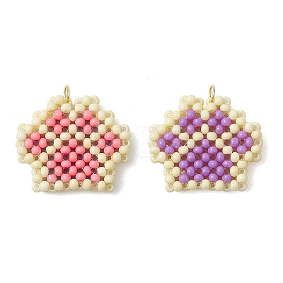 Beaded Paw Print Charms PALLOY-MZ00573-01-1