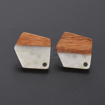 Two Tone Resin & Walnut Wood Stud Earring Findings MAK-N032-032-1