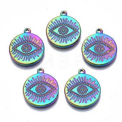 Rainbow Color 304 Stainless Steel Pendants Rhinestone Settings STAS-S119-096-1