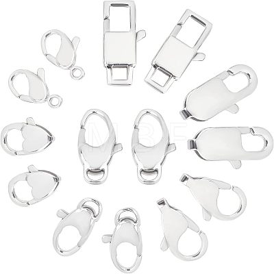 Unicraftale 14Pcs 7 Style Polished 316 Surgical Stainless Steel Lobster Claw Clasps STAS-UN0023-46-1