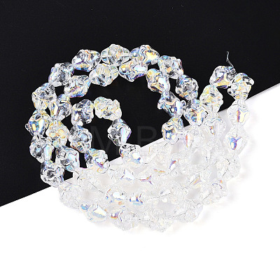 Electroplate Transparent Glass Beads Strands EGLA-N020-03A-1