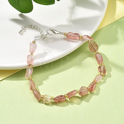 Natural Strawberry Quartz Beads Bracelets for Women BJEW-H623-02S-15-1