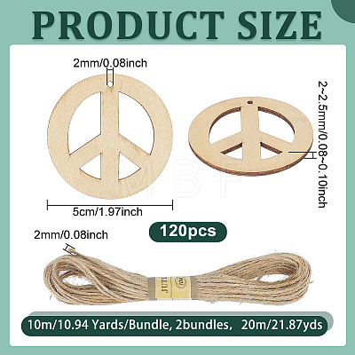 120Pcs Wood Big Pendants WOOD-NB0003-09-1