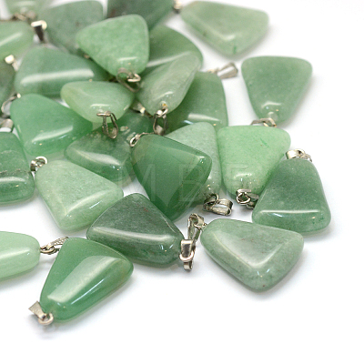 Trapezoid Natural Green Aventurine Pendants G-Q359-08-1