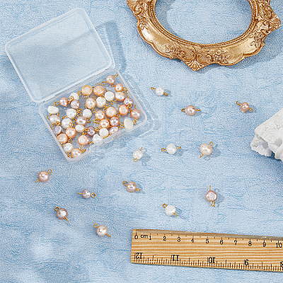 Natural Cultured Freshwater Pearl Connector Charms PALLOY-FH00006-1