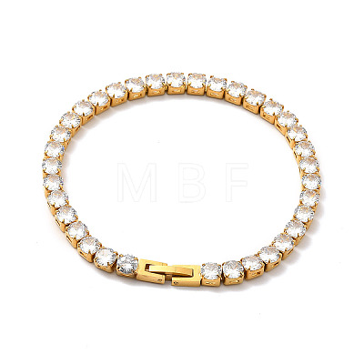 Clear Cubic Zirconia Tennis Bracelet BJEW-E009-25A-G-1