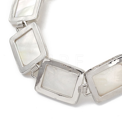 Natural White Shell Link Chain Bracelets BJEW-E077-02P-04-1