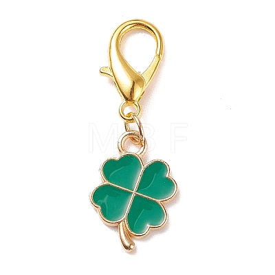 Alloy Enamel Clover Pendant Decorations X-HJEW-JM00661-04-1