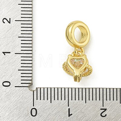 Rack Plating Brass Pave Clear AB Cubic Zirconia Heart Balloon European Dangle Charms KK-Z067-42G-1