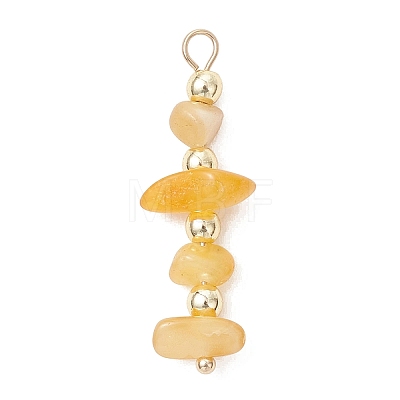 Natural Amber Chip with Round Electroplate Synthetic Non-magnetic Hematite Pendants PALLOY-JF05007-1