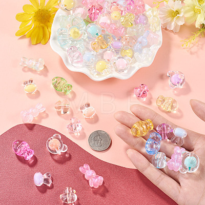 100Pcs 5 Styles Animals Transparent Acrylic Beads OACR-TA0005-02-1