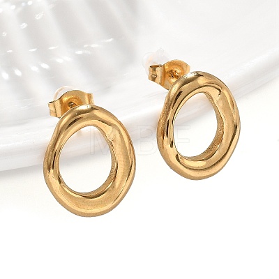 304 Stainless Steel Chunky Oval Studs Earrings for Women EJEW-K306-28G-1