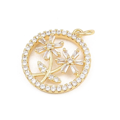 Brass Micro Pave Clear Cubic Zirconia Pendants KK-E798-02A-G-1