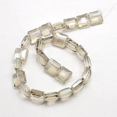 Electroplate Crystal Glass Square Beads Strands EGLA-F064B-08-1