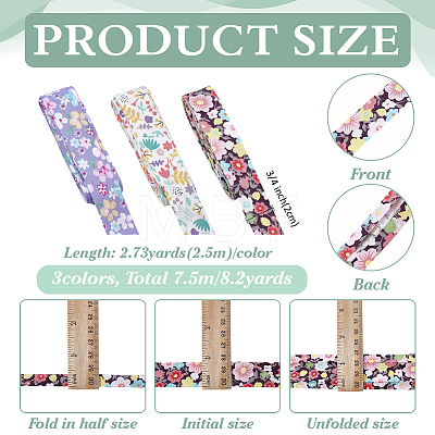 7.5M 3 Colors Printed Cotton Ribbon OCOR-FG0003-31-1
