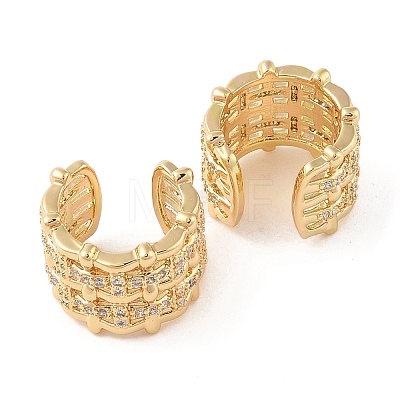 Rack Plating Brass Micro Pave Clear Cubic Zirconia Cuff Earrings for Women EJEW-G394-02G-1