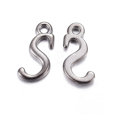 Gunmetal Plated Alloy Letter Pendants PALLOY-J718-01B-S-1