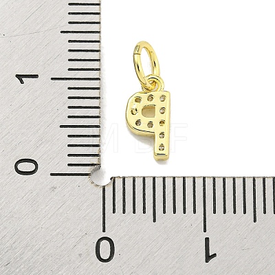 Letter Brass Micro Pave Clear Cubic Zirconia Pendants KK-K354-06G-P-1