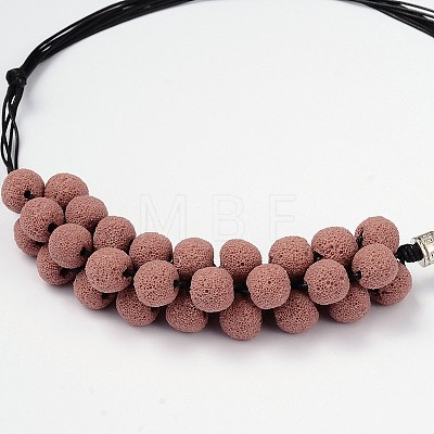 (Jewelry Parties Factory Sale)Lava Rock Beaded Necklaces NJEW-D204-02-1