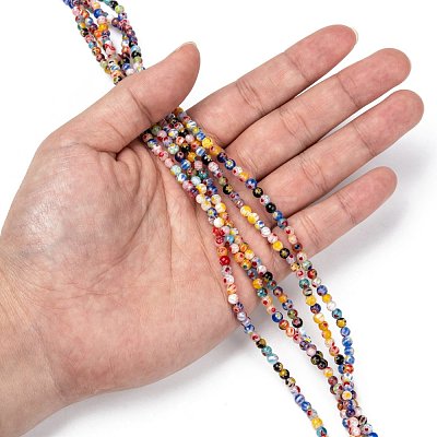 Round Handmade Millefiori Glass Beads Strands X-LK-R004-80-1