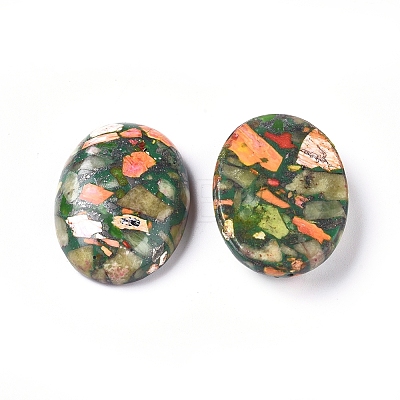 Assembled Synthetic Gold Line Peridot and Imperial Jasper Cabochons G-D0006-G03-10-1