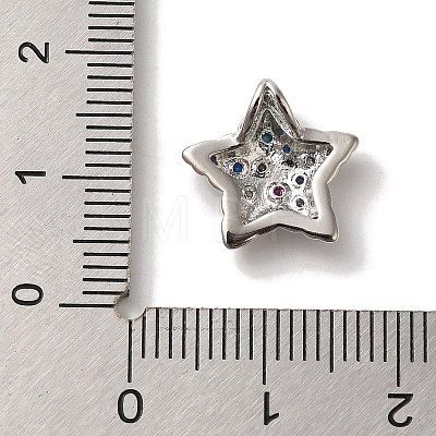 Rack Plating Brass Micro Pave Clear Cubic Zirconia Charm KK-U027-18P-1