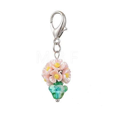 Resin & Glass Beaded Pendant Decorations HJEW-MZ00168-1