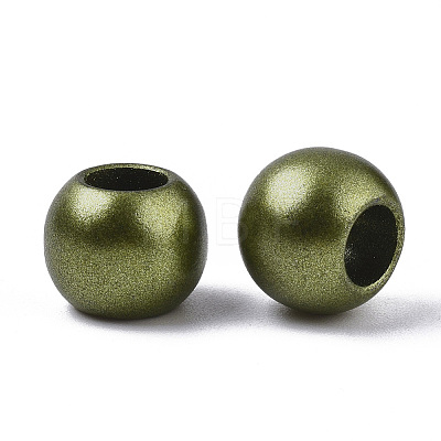 Spray Painted Acrylic European Beads ACRP-WH0002-01B-1