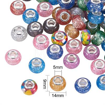 100Pcs 10 Colors Epoxy Resin European Beads RPDL-SZ0001-01P-1