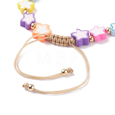 Handmade Polymer Clay & Natural Pearl Braided Bead Bracelet for Women BJEW-JB07652-1