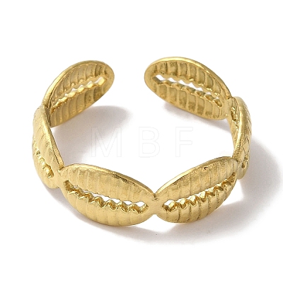 PVD Vacuum Plating 201 Stainless Steel Shell Open Cuff Rings for Women RJEW-C092-01G-1