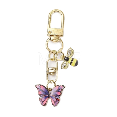 Butterfly Bees Alloy Enamel Pendant Decorations HJEW-JM02688-04-1