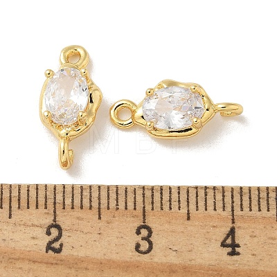 Brass Clear Cubic Zirconia Connector Charms KK-R210-15G-1