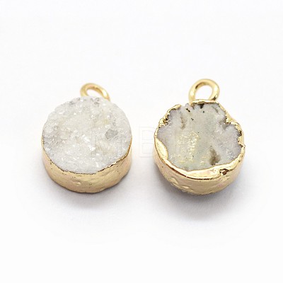 Natural Druzy Quartz Charms G-P396-07G-03-1