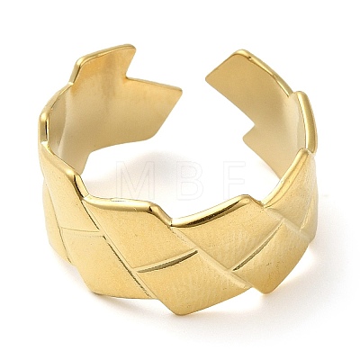 304 Stainless Steel Rhombus Open Cuff Ring for Women RJEW-I098-24G-1