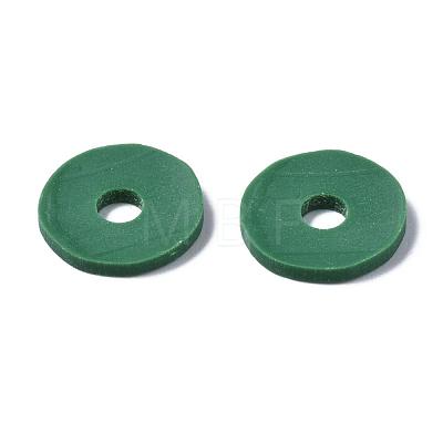 Flat Round Handmade Polymer Clay Beads CLAY-R067-12mm-46-1