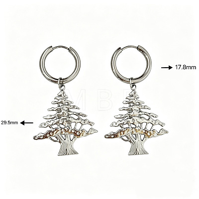 Christmas 304 Stainless Steel Hoop Dangle Earrings for Women WG2F4B5-02-1