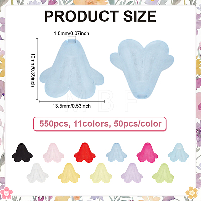 600Pcs 12 Colors Frosted Opaque Acrylic Beads OACR-ME0001-20-1