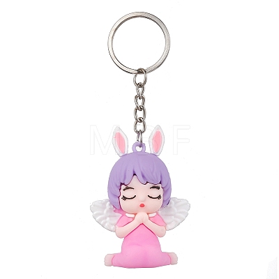 2Pcs 2 Style Angel Shape PVC Pendants Keychains KEYC-JKC00685-1