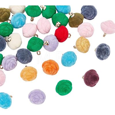 32Pcs Flocky Resin Pendants RESI-CA0001-50-1