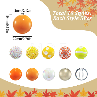 50Pcs 10 Style Thanksgiving Day Theme Acrylic Beads SACR-SC0001-21-1