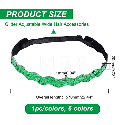 AHADERMAKER 6Pcs 6 Colors Glitter Cloth Hair Bands AJEW-GA0005-37-1