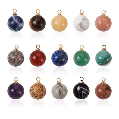Yilisi 30Pcs 15 Colors Natural Gemstone Charms G-YS0001-01-1